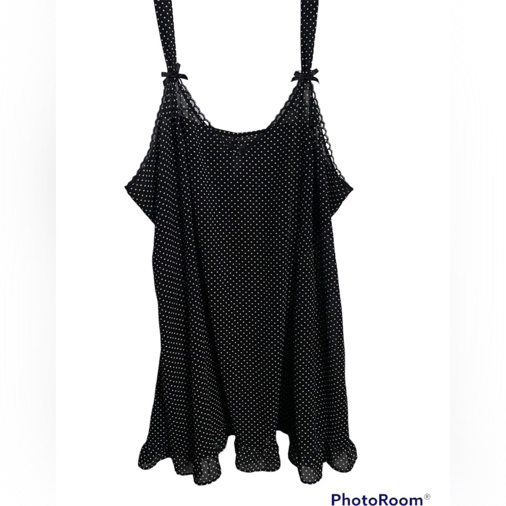 NWOT•Babydoll Black/White Polkadot negligee size 3X